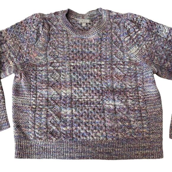 J. Crew Lavender Wool Marled Cable Knit Crewneck Sweater Women's Size Medium - Picture 4 of 6